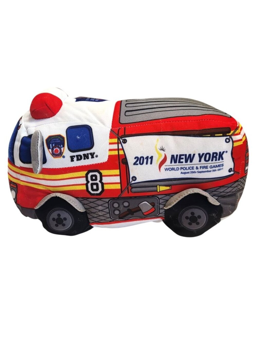 NYFD Plush Fire Truck Toy 2011 New York World Police & Fire Games Collectible